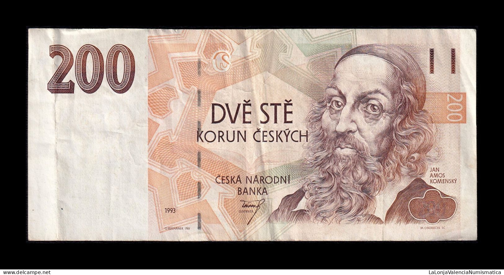 Chequia Czechia 200 Korun 1993 Pick 6b Mbc Vf - Cecoslovacchia