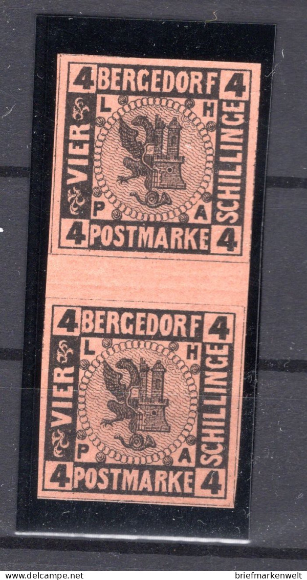 Bergedorf 5ZS ZWISCHENSTEGPAAR  ** MNH POSTFRISCH 380EUR (19097 - Bergedorf
