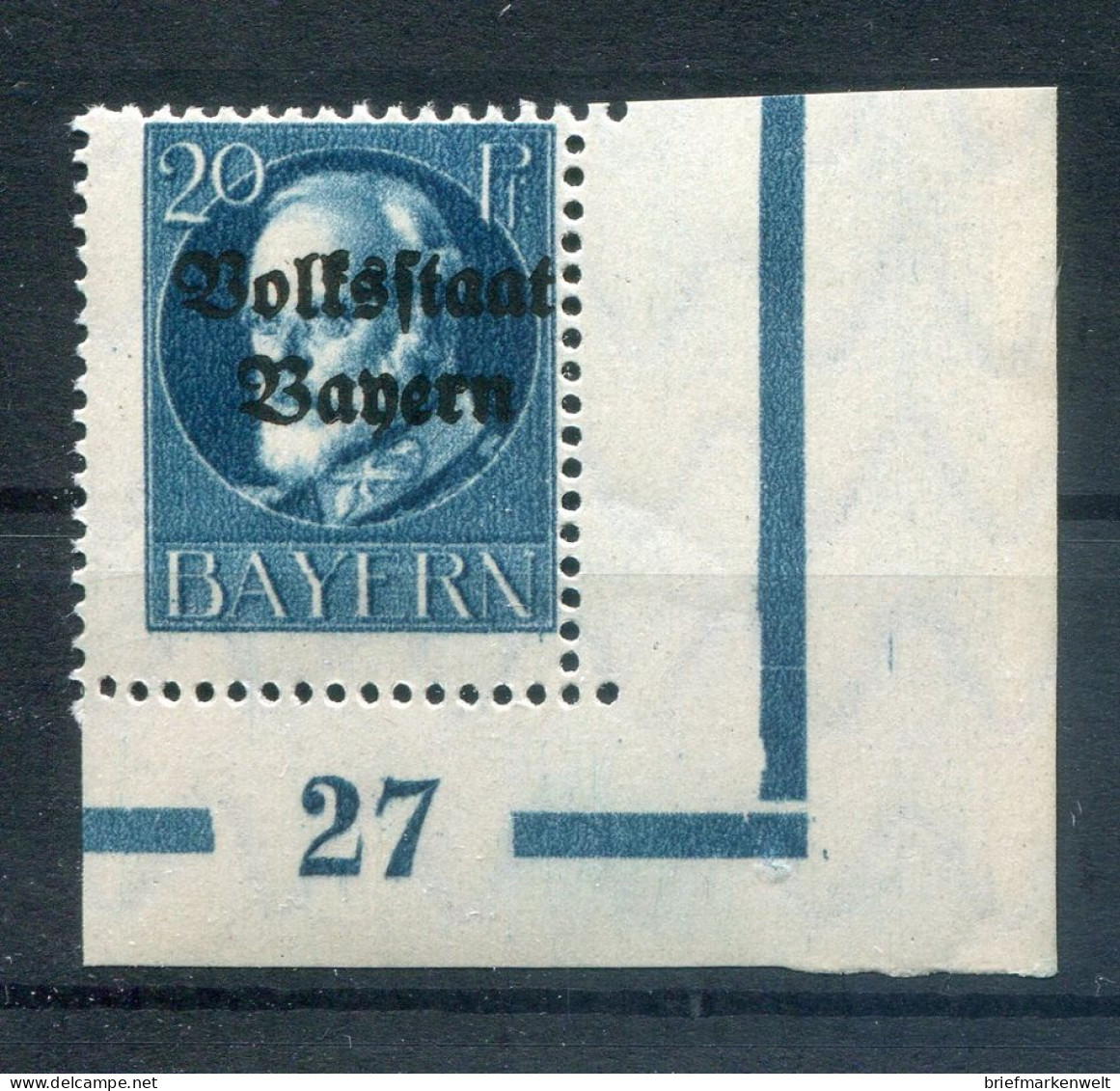 Bayern PLATTENNUMMER 27 Auf 121 Tadellos ** MNH POSTFRISCH (78703 - Autres & Non Classés