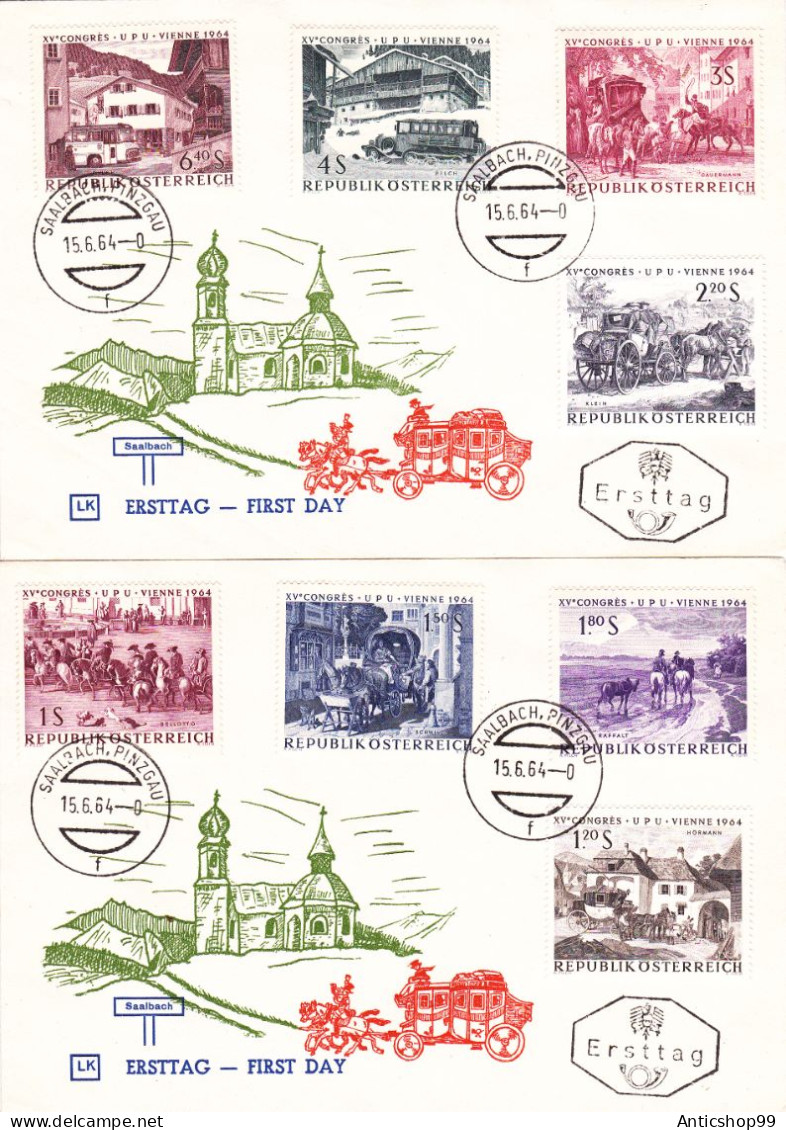 CONGRES UPU ,   X2  COVERS FDC  1964  AUSTRIA - U.P.U.