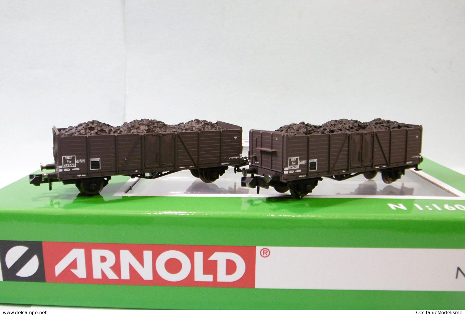 Arnold - 2 WAGONS TOMBEREAUX Tow Charbon SNCF ép. III Réf. HN6491 Neuf NBO N 1/160 - Vagoni Merci