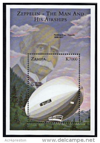 Zm0865a ZAMBIA 2001, Zeppelins, LZ-127 Graf Zeppelin, Miniature Sheet MNH - Zambie (1965-...)