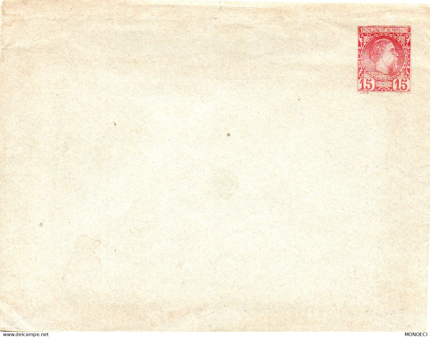 MONACO -- MONTE CARLO -- Entier Postal --  Enveloppe -- 15 C. Carmin Sur Vert-bleu (1890) (147x112) Prince Charles III - Entiers Postaux