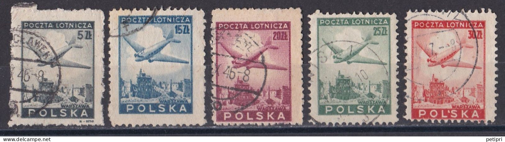 Pologne -  Poste Aérienne  Y&T  N ° 10  12  13  14  15  Oblitérés - Gebraucht