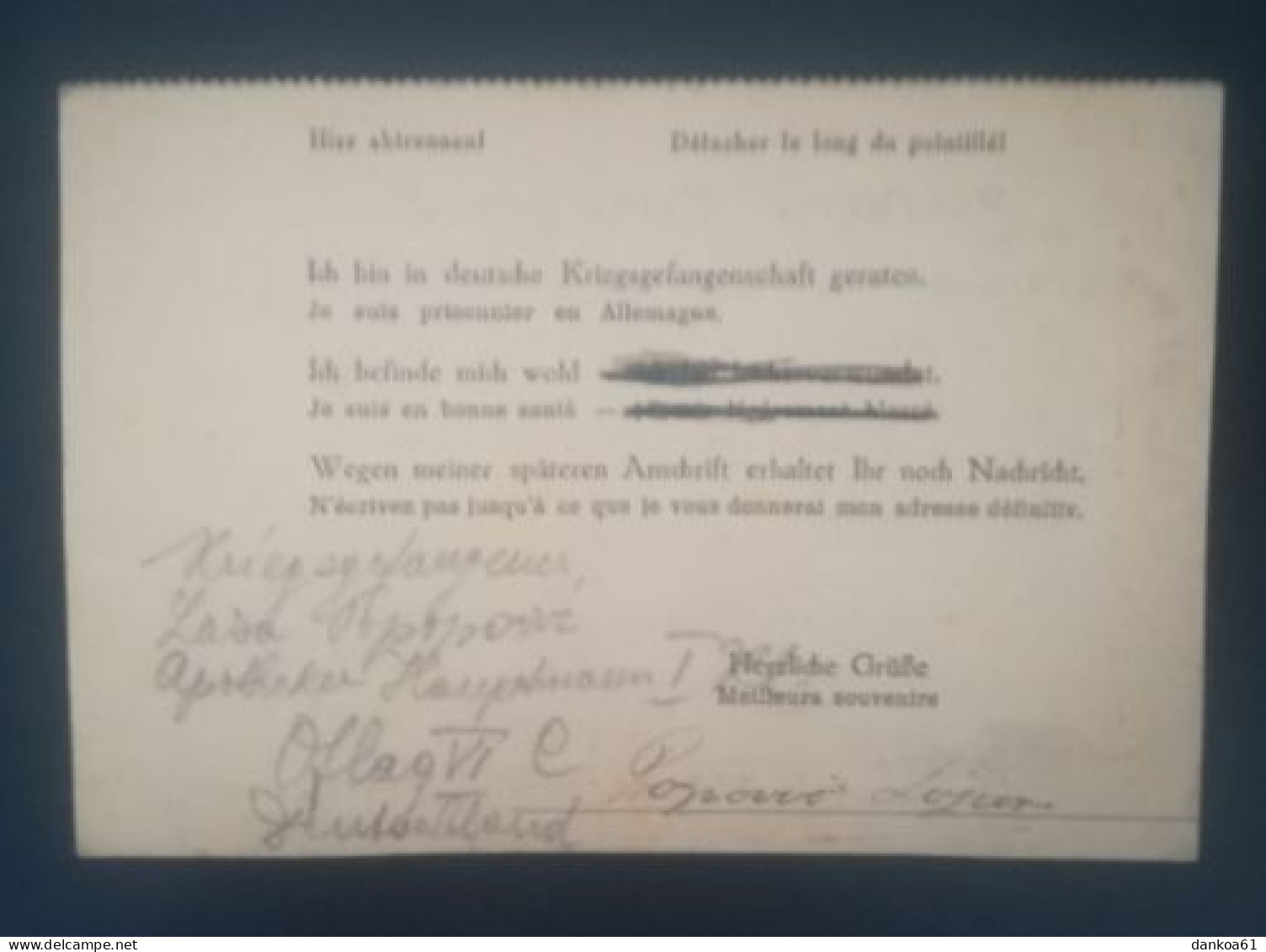 Kriegsgefangenen Sendung Oflag VI C Osnabrück 1941 Nach Vel. Kikinda-Banat-Jugoslavien. Briefstempel Censur. - Kriegsgefangenenpost