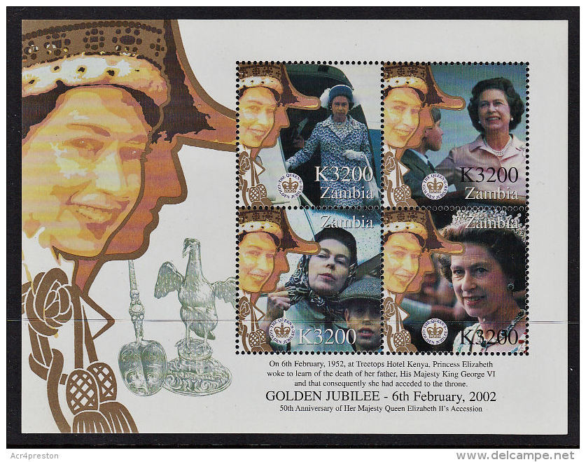 Zm0879 Zambia 2002, SG MS879, Queen Elizabeth Ll Goldern Jubilee,  MNH - Zambie (1965-...)