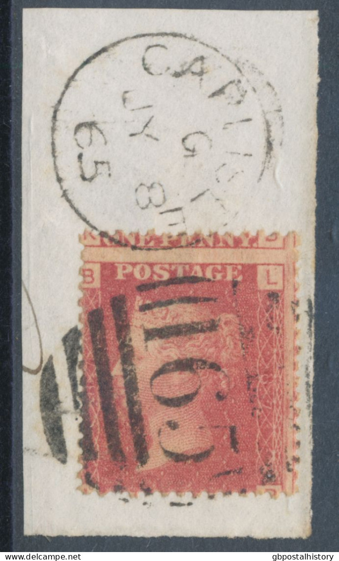 GB QV LE 1d Pl.87 (LB) On Piece Superb Used With Duplex Postmark „CARLISLE / 165“ Cumbria (4VOD – EARLIEST DATE OF USAGE - Gebraucht