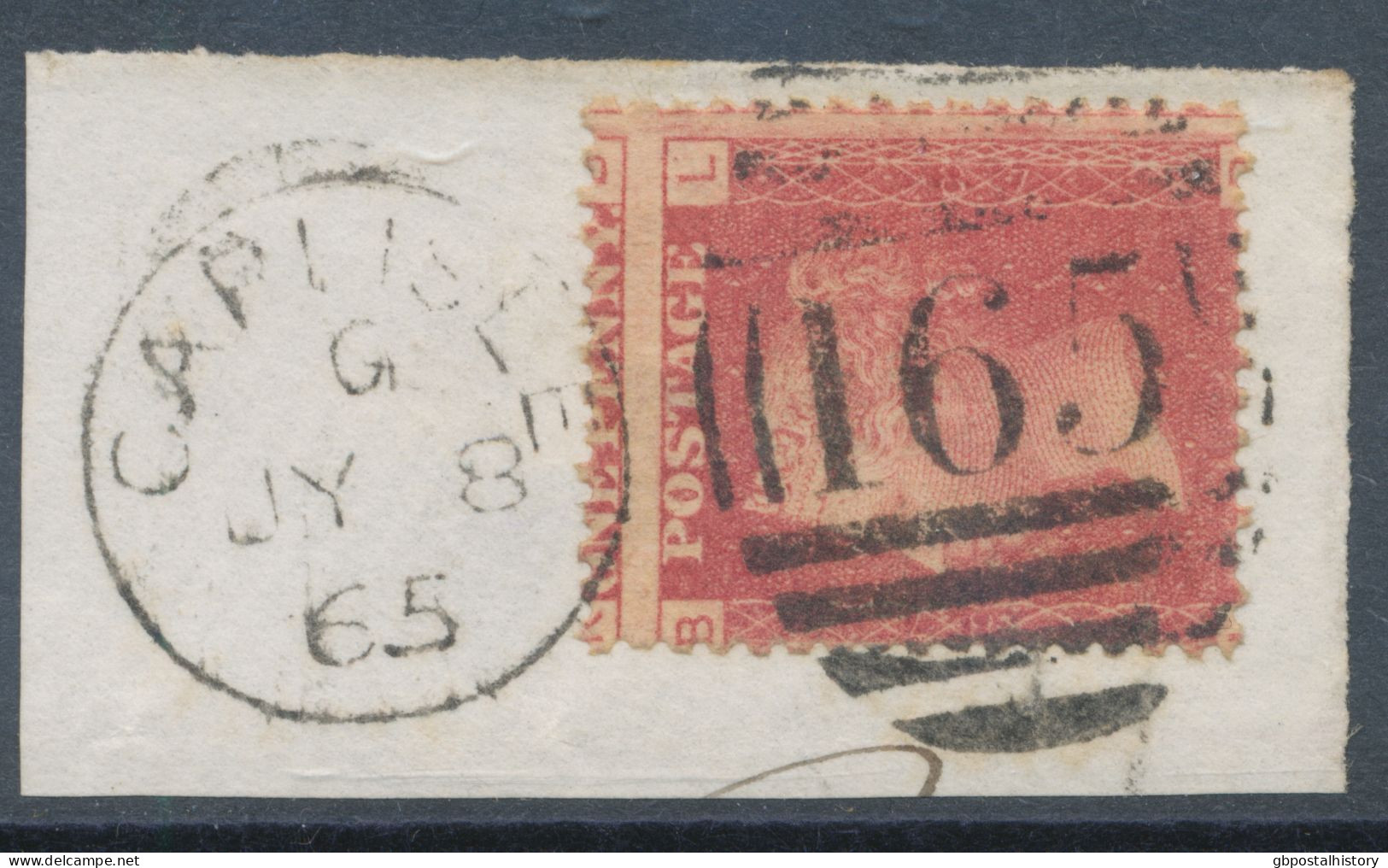 GB QV LE 1d Pl.87 (LB) On Piece Superb Used With Duplex Postmark „CARLISLE / 165“ Cumbria (4VOD – EARLIEST DATE OF USAGE - Used Stamps