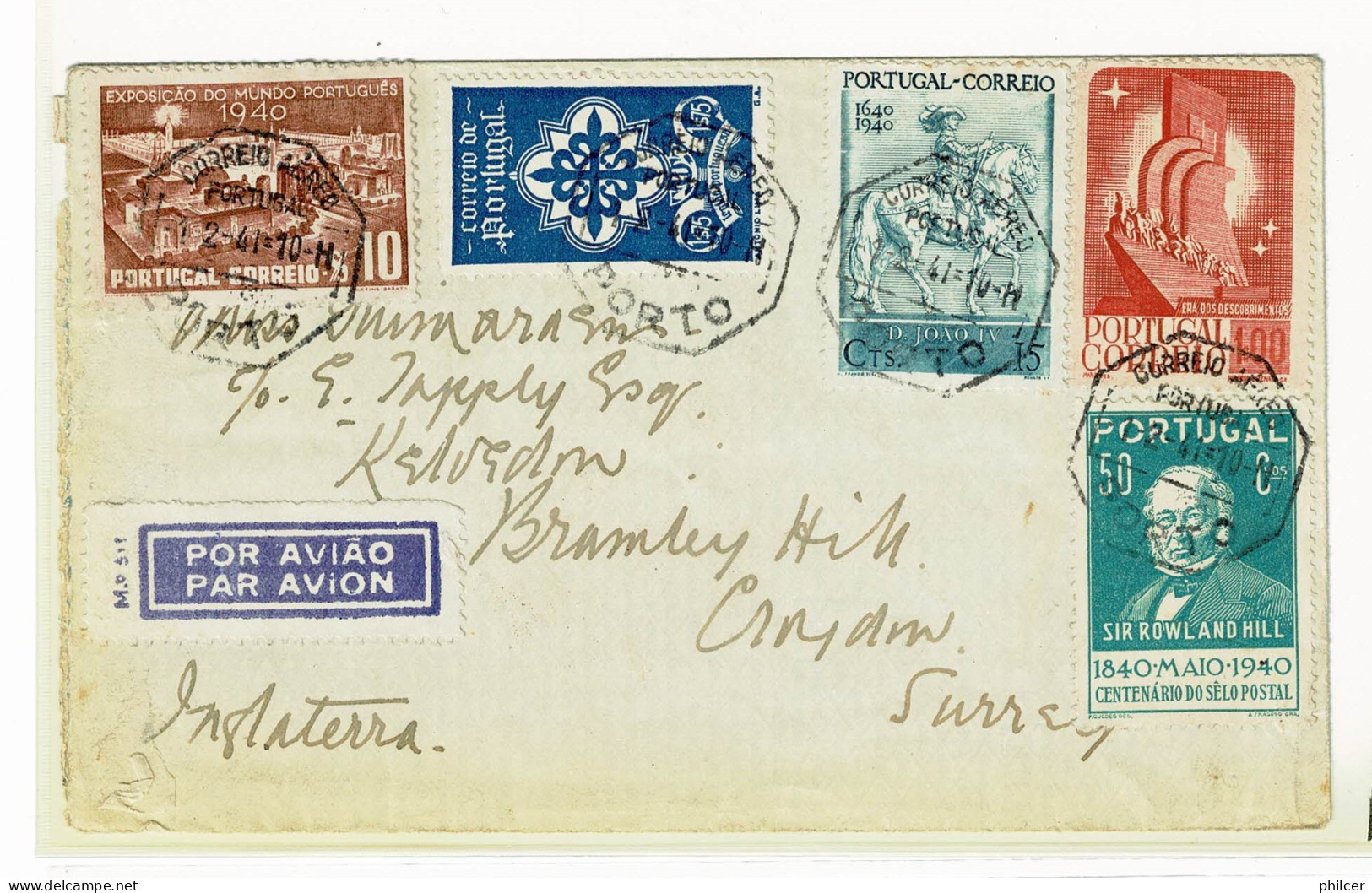 Portugal, 1941, # 590..., For Surrey - Lettres & Documents