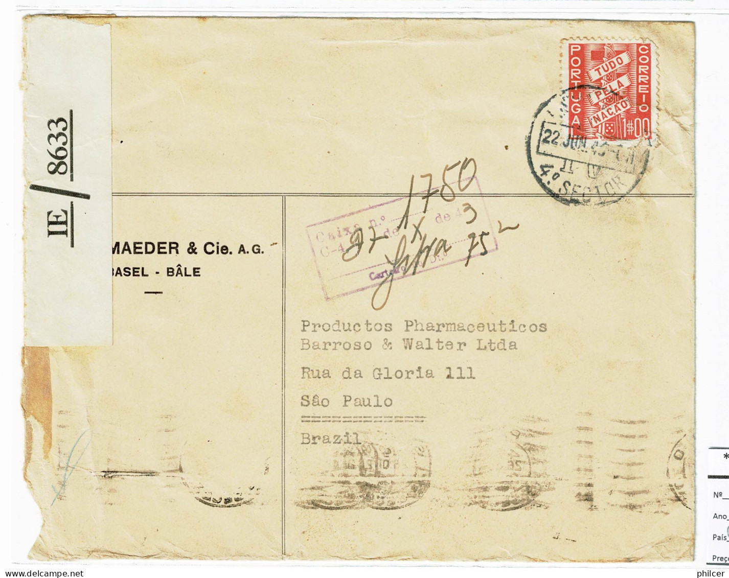Portugal, 1943, # 572..., Para Bargagli - Lettres & Documents