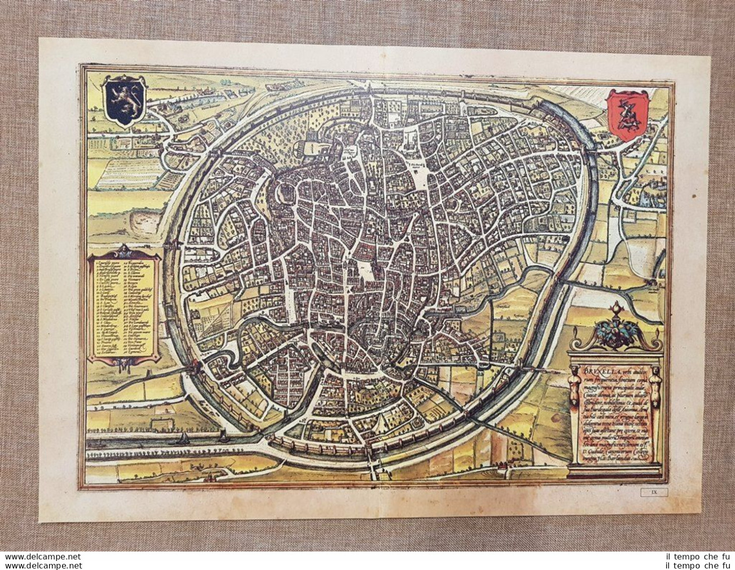 Veduta Città  Bruxelles O Bruxella Belgio Anno 1572 Braun E Hogenberg Ristampa - Carte Geographique