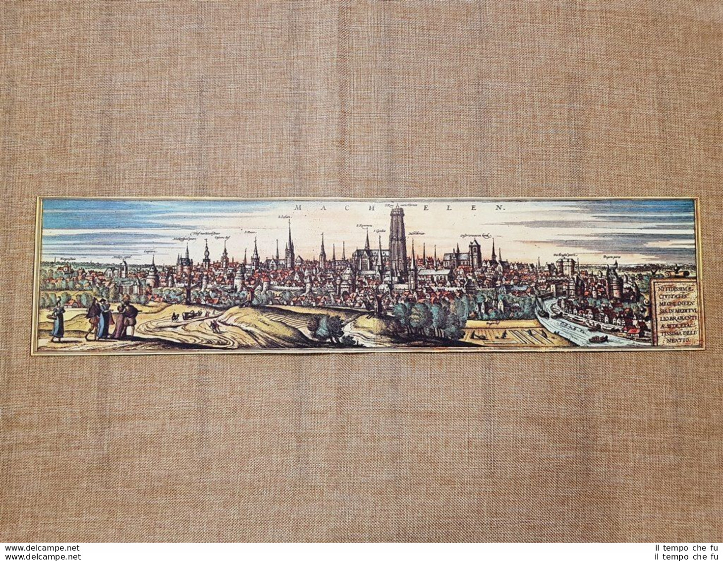 Veduta Della Città  Malines O Mechelen Belgio Anno 1572 Braun Hogenberg Ristampa - Carte Geographique