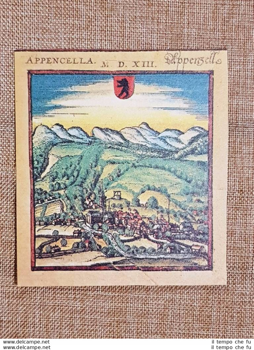 Veduta Città  Appenzello Appenzell Svizzera Anno 1572 Braun E Hogenberg Ristampa - Carte Geographique