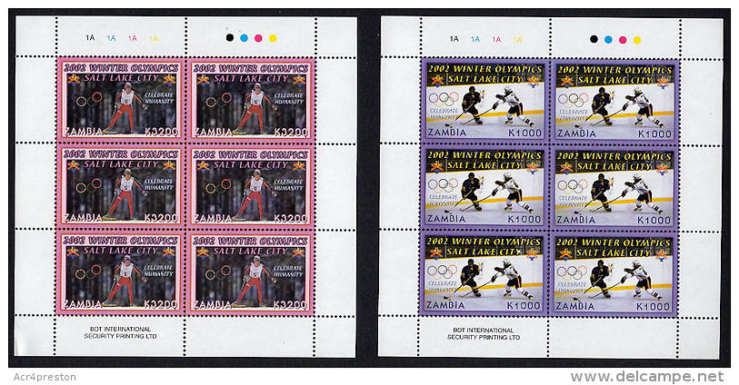 Zm0881fs ZAMBIA 2002, SG 881-2 Winter Olympic Games, Complete Sheetlets  MNH - Zambia (1965-...)
