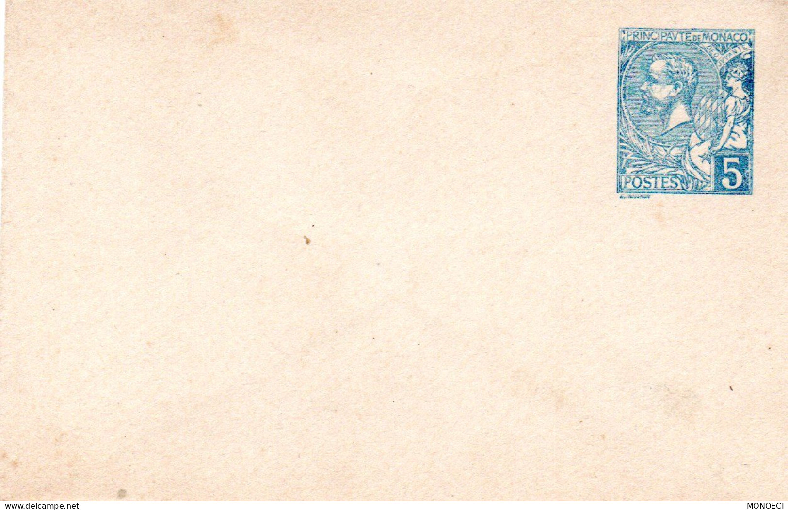 MONACO -- MONTE CARLO -- Entier Postal -- Enveloppe -- 5 C. Bleu Sur Blanc (1899) ( 107x70 ) Prince Albert 1er - Postwaardestukken