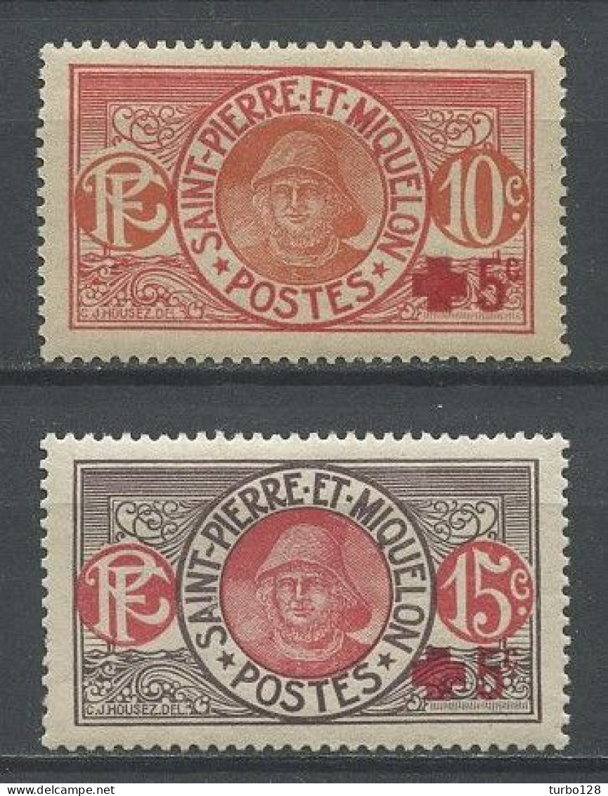 SPM MIQUELON 1915 N° 105/106 ** Neufs MNH Superbe TTB C 14 € Croix Rouge Red Cross Pêcheur Fishing - Unused Stamps