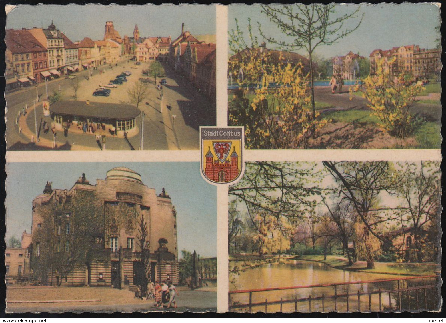 D-03046 Cottbus - Alte Ansichten - Theater - Haltestelle Am Marktplatz - Park - Nice Stamp - Cottbus