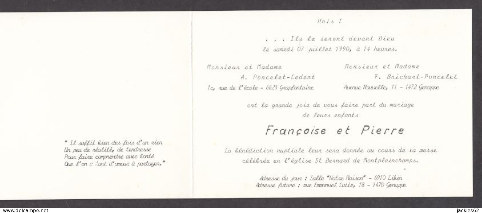 129957CL/ Mariage, Françoise Et Pierre, Genappe, 1990 - Wedding