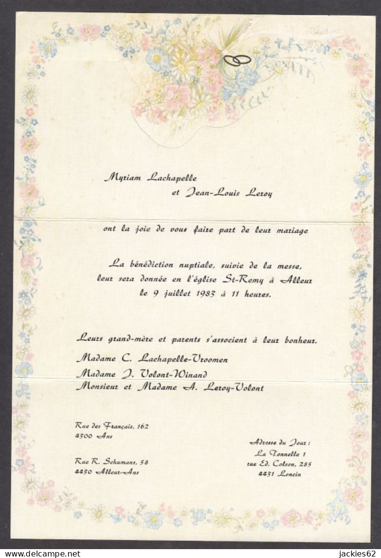 129959CL/ Mariage, Myriam Et Jean-Louis, Alleur, 1983 - Hochzeit
