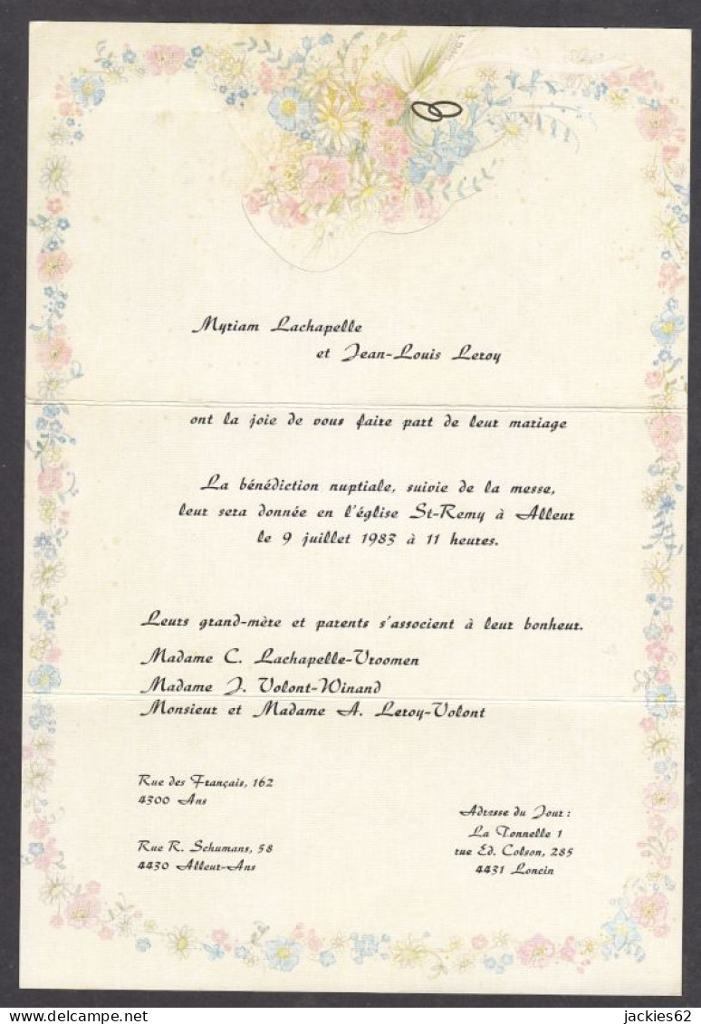 129959CL/ Mariage, Myriam Et Jean-Louis, Alleur, 1983 - Boda