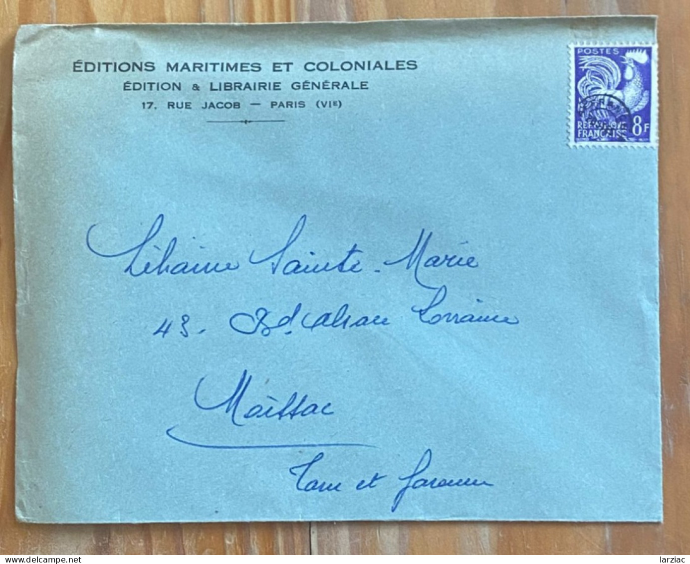 Enveloppe Commerciale Editions Maritimes Et Coloniales Paris Rue Jacob Pour Moissac Préoblitéré Coq Gaulois N°109 - 1953-1960