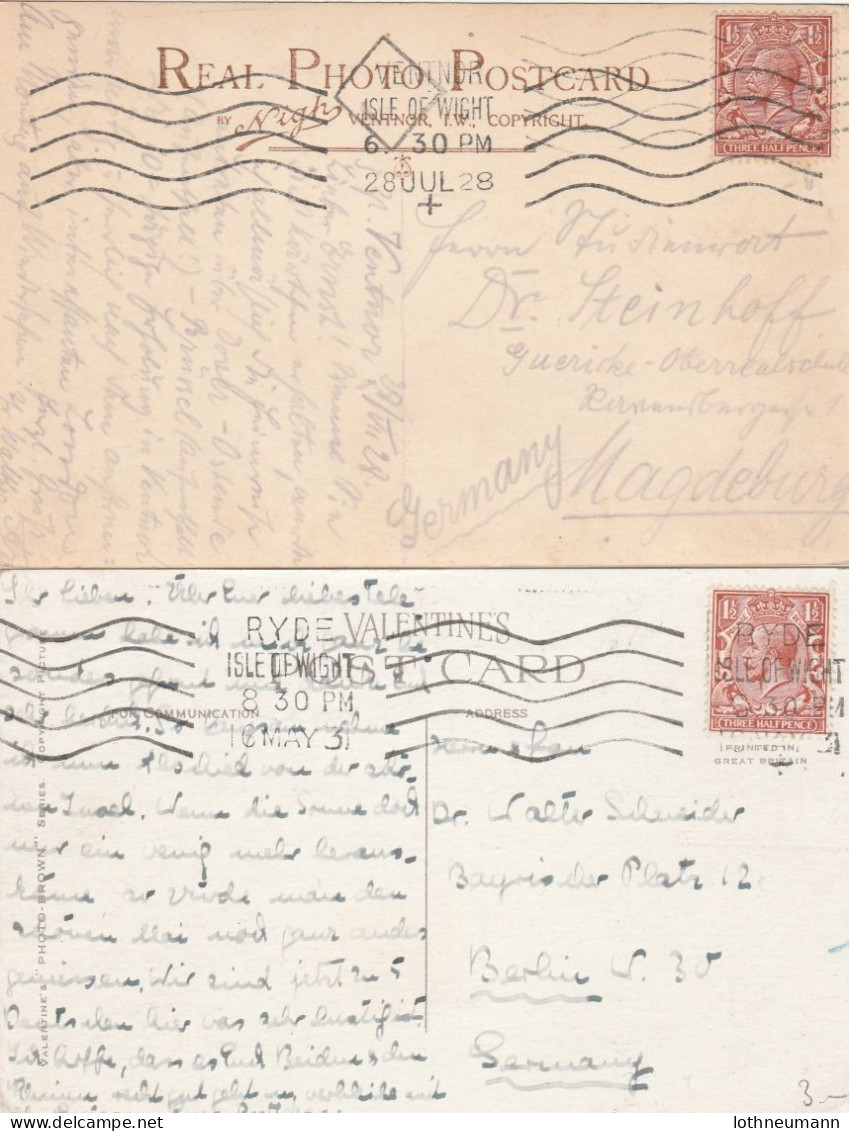 1928/35: 2 Used Photo-postcards Isle Of Wight, Both Franked With S,G. No 420, See Scan - Covers & Documents
