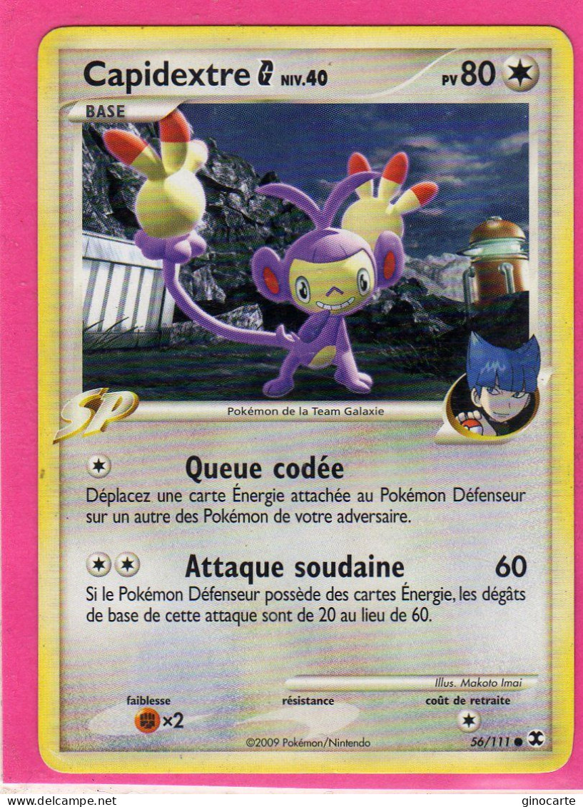 Carte Pokemon 2009 Platine Rivaux Emmergeants 56/111 Capidextre 80pv Occasion - Platine