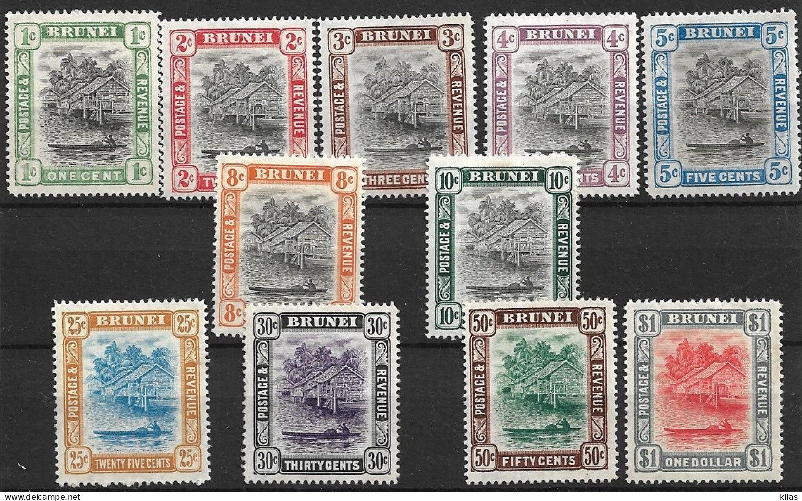 BRUNEI 1907 Definitives, Viwes Complete Set MH - Brunei (...-1984)