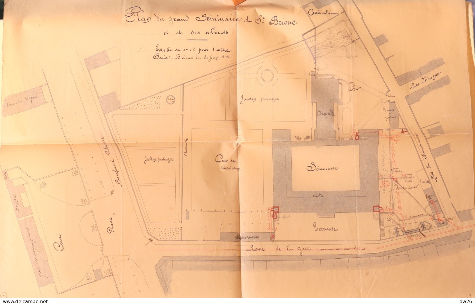 Archives: 9 Plans D'Architecte: Grand Séminaire De Saint-Brieuc (Côtes-du-Nord) Datés De 1894, Construction 1924 - Architettura