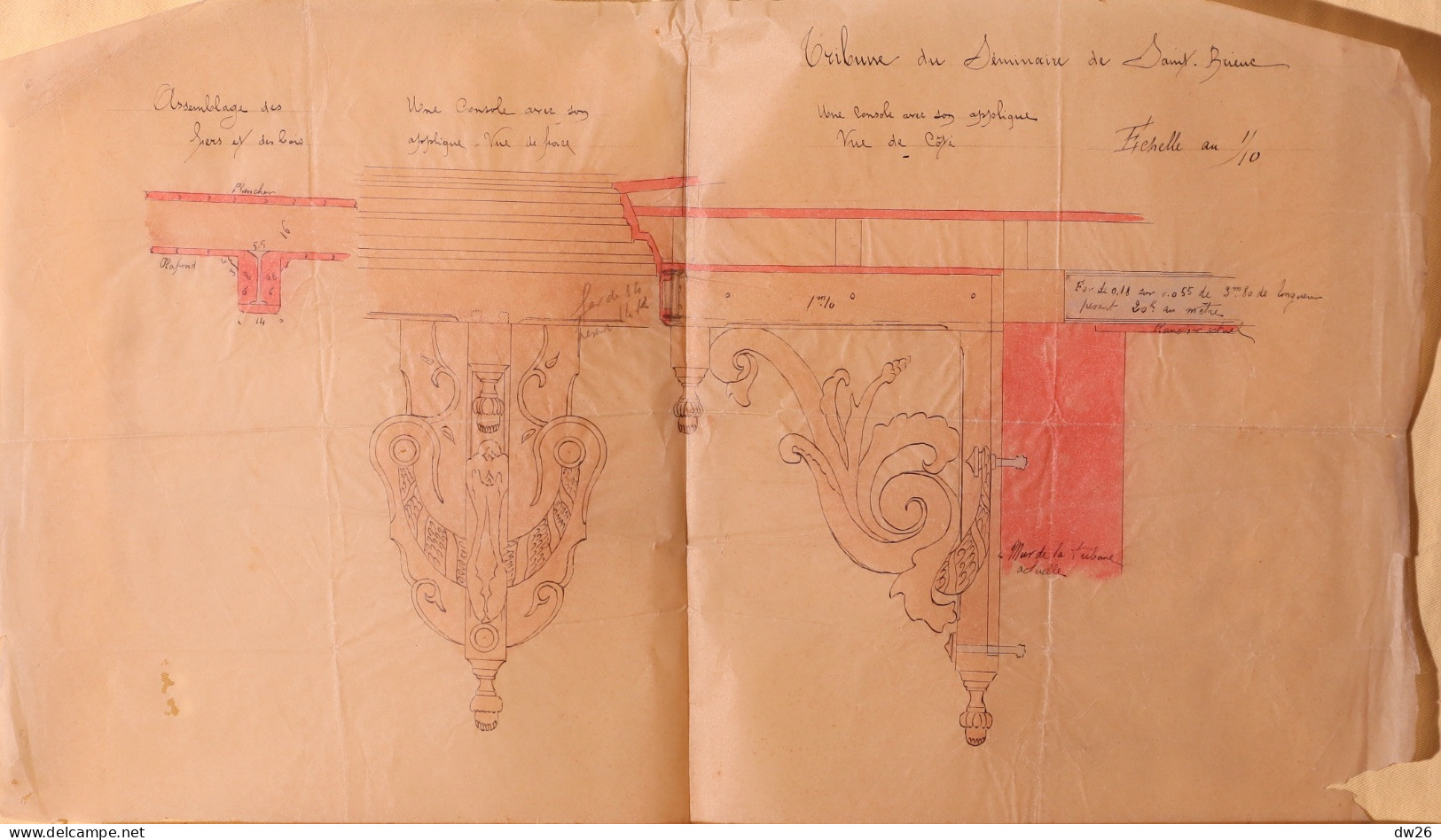 Archives: 9 Plans D'Architecte: Grand Séminaire De Saint-Brieuc (Côtes-du-Nord) Datés De 1894, Construction 1924 - Architettura