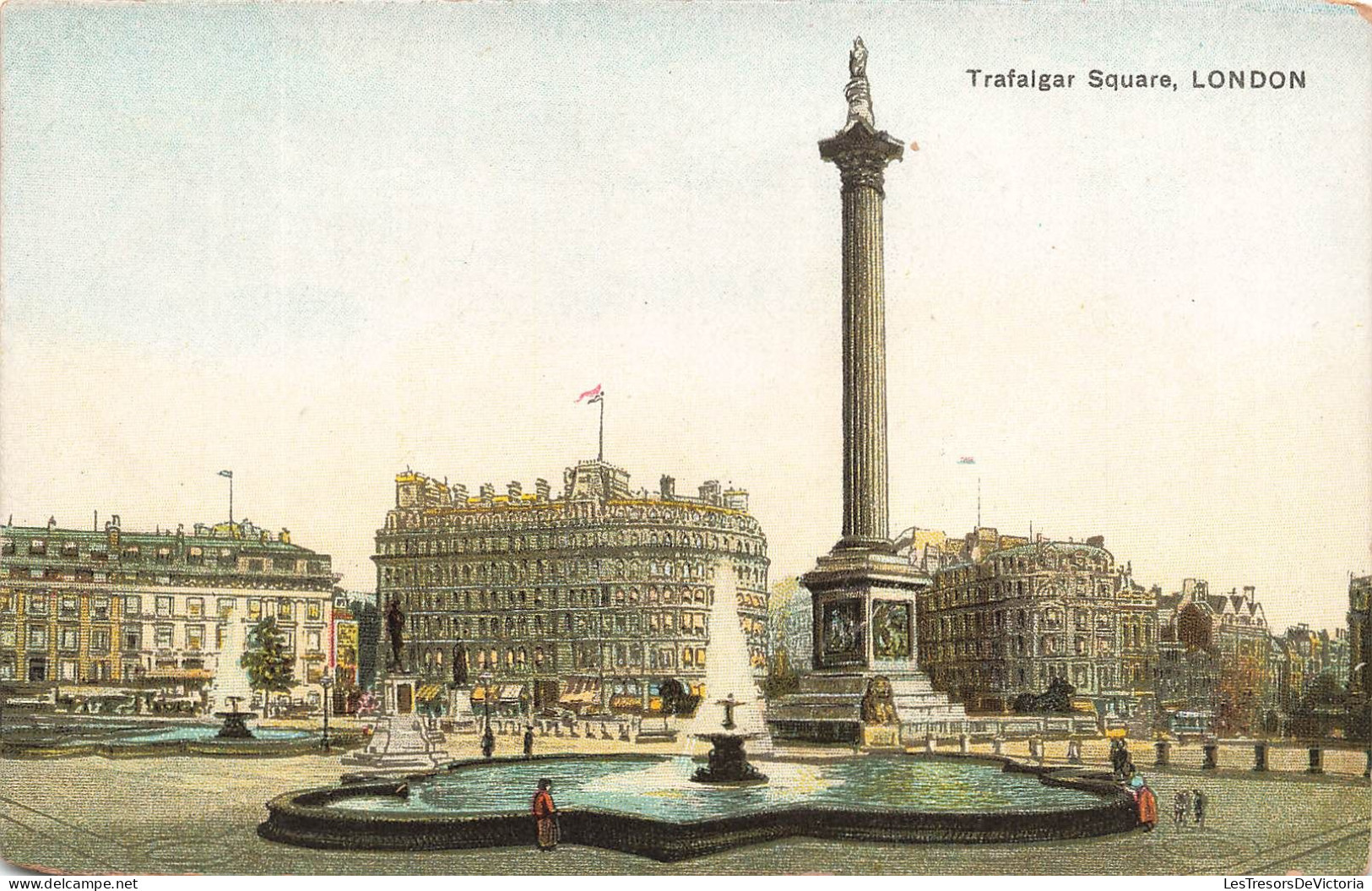 ROYAUME-UNI - Trafalgar Square - London - Vue Sur Le Jet D'eau - Carte Postale Ancienne - Trafalgar Square