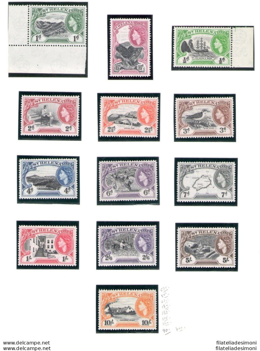 1953 ST. HELENA Elizabeth II° Set Of 13 SG N° 153/165 MLH* - Other & Unclassified