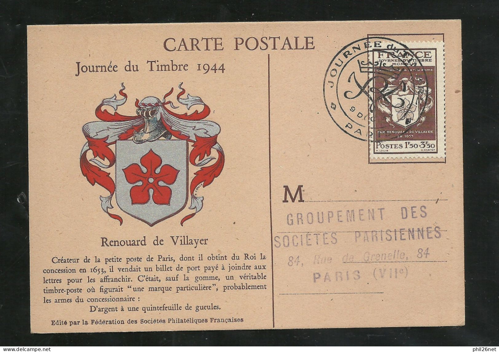 FDC 5 Cartes Maximum Premier Jour Le 09/12/1944 N°668 Journée Du Timbre (voir Liste )  B/TB  Voir Scans   Soldé ! ! ! - ....-1949