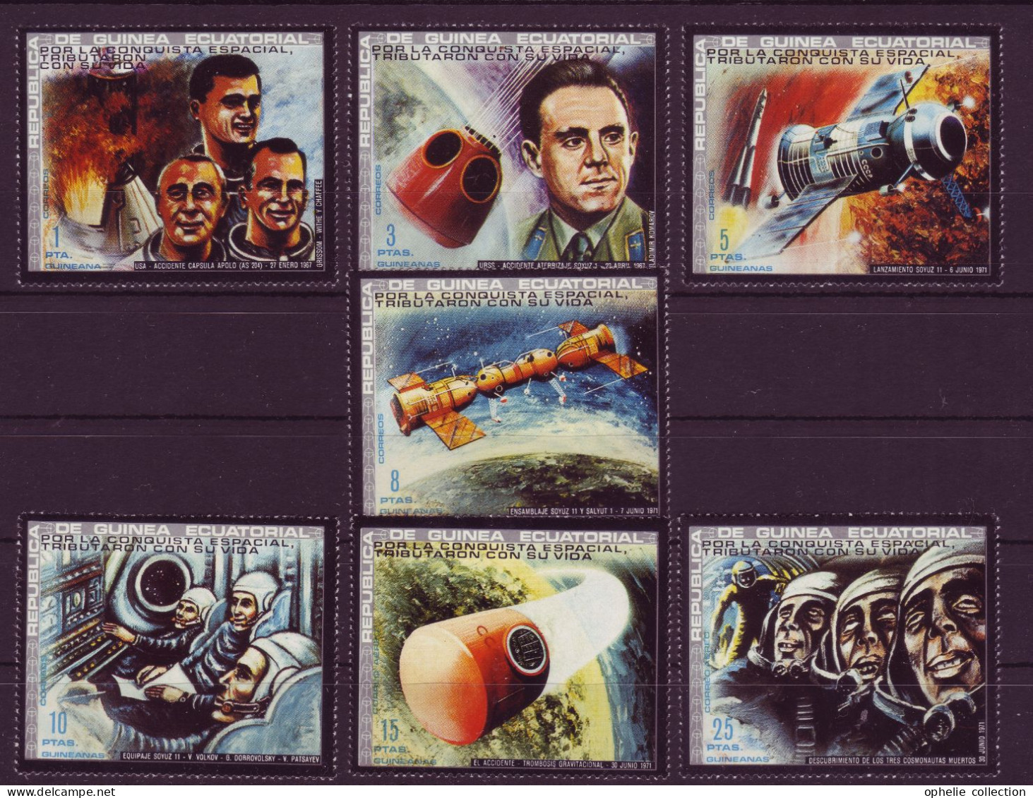 Afrique - Guinée Equatoriale - Por La Conquista Espacial Tributaron Con Su Vida - 7 Timbres Différents  - 6871 - Guinea Ecuatorial