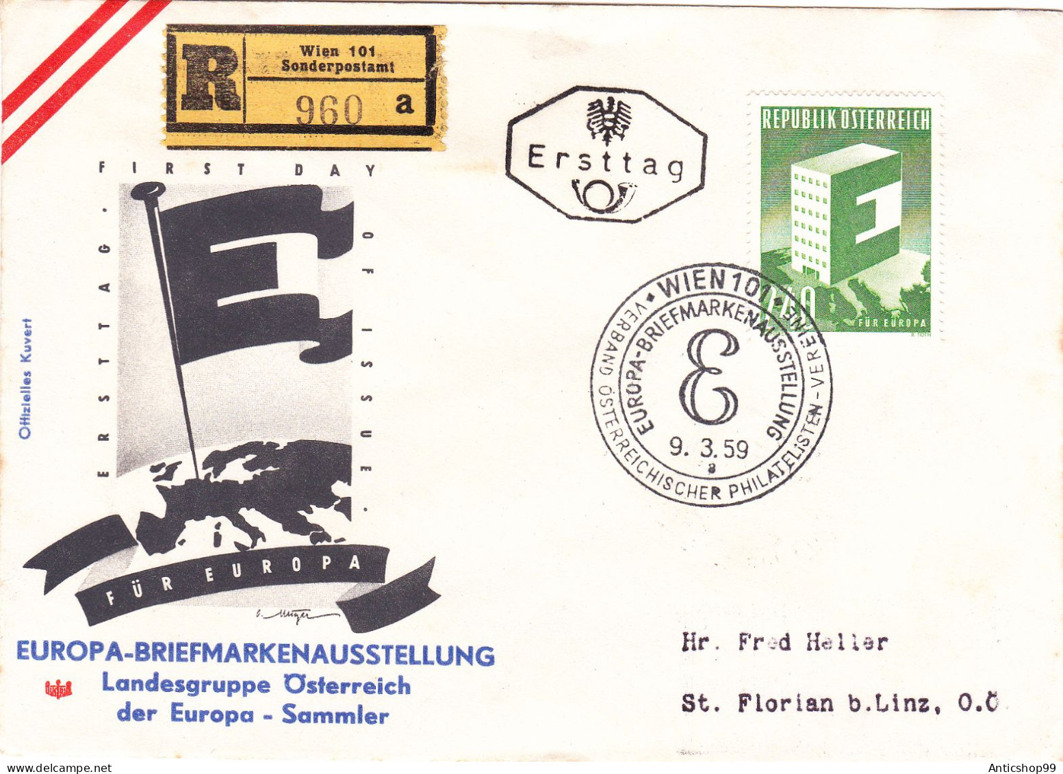 EUROPA BRIEFMARKEN ,    COVERS FDC   1959  AUSTRIA - 1959