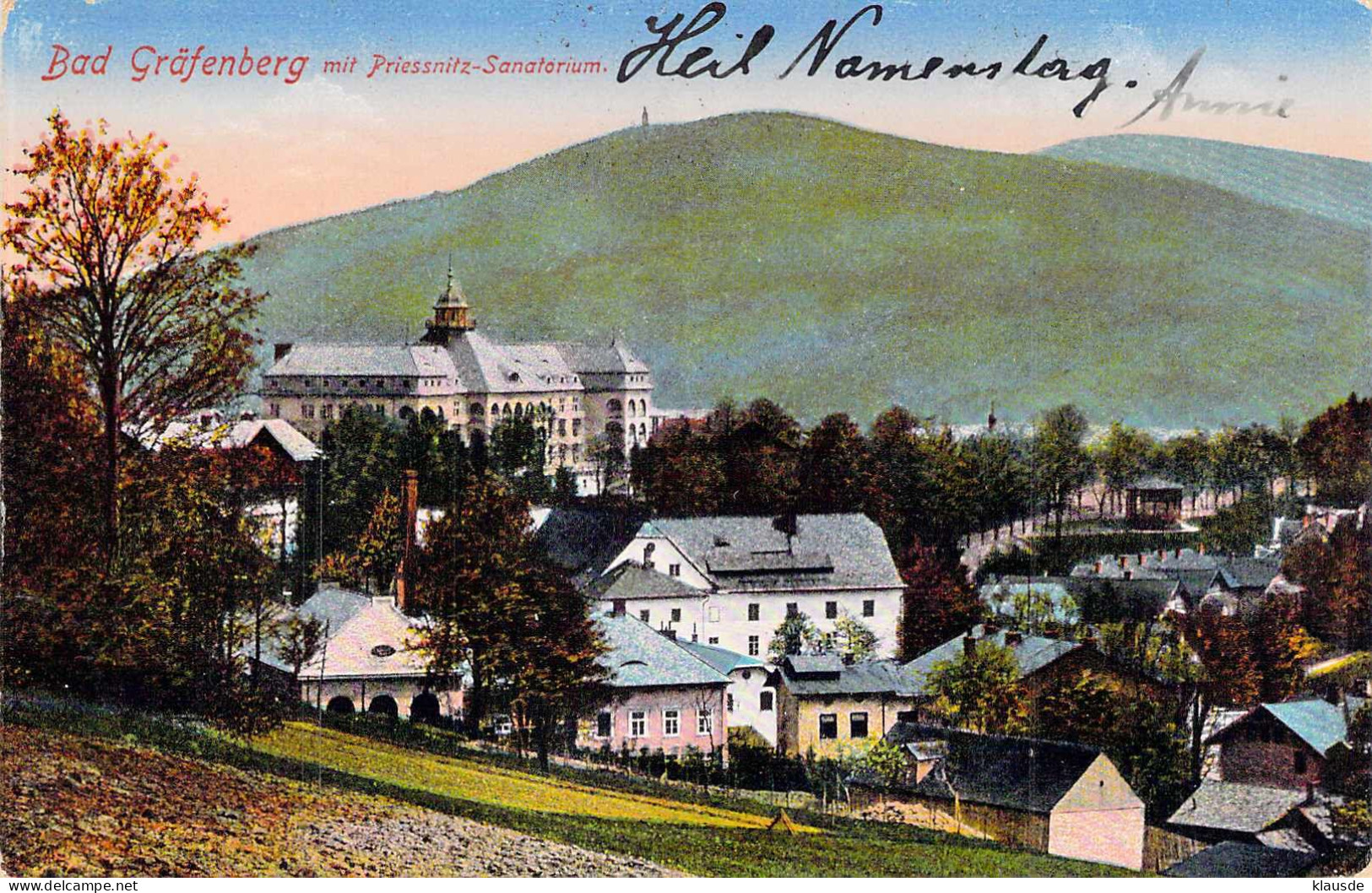 Bad Gräfenberg Mit Priessnitz Sanatorium Gel.1914 - Böhmen Und Mähren