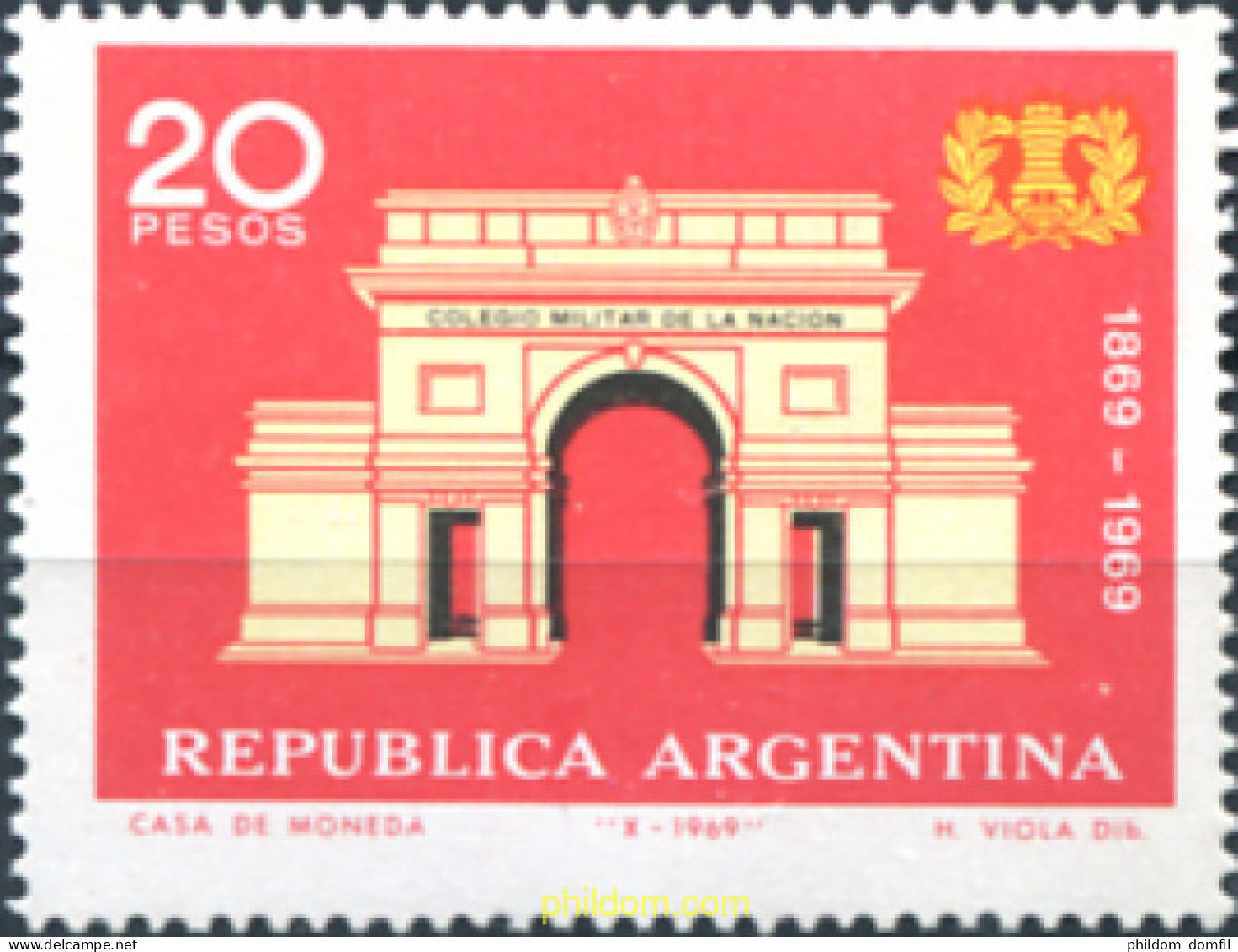 727237 HINGED ARGENTINA 1969 CENTENARIO DE LA ESCUELA MILITAR - Unused Stamps