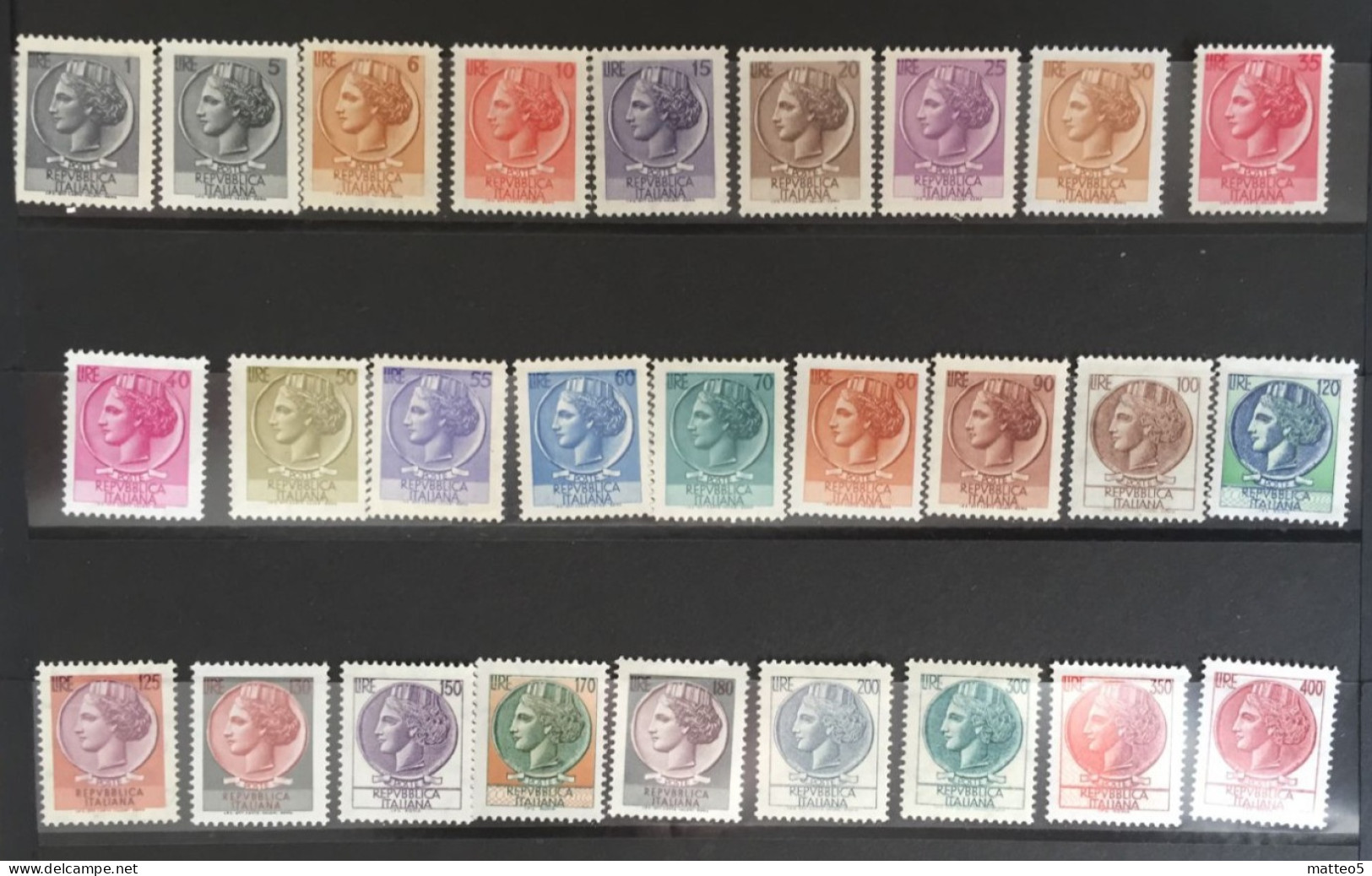 1968 -77 - Italia - Serie Siracusana Turrita - Serie 27 Valori  Nuovi - 1961-70: Neufs