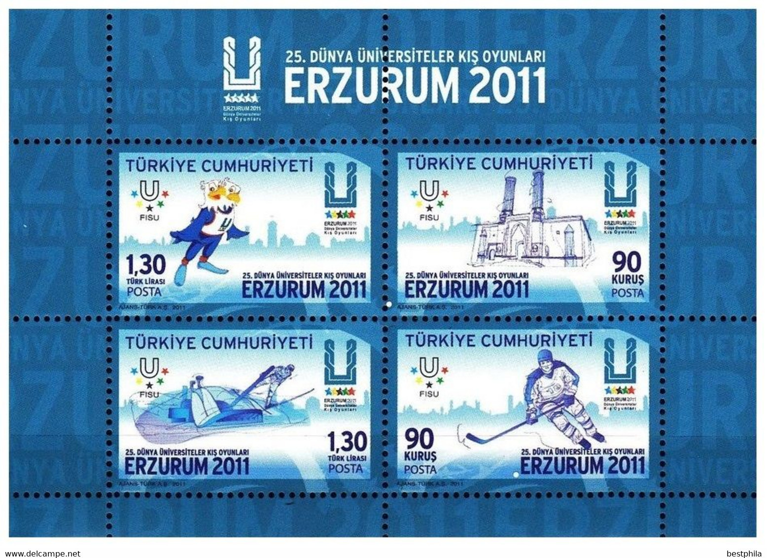 Turkey, Türkei - 2011 - 25th Vinter Universiade Erzurum 2011 - 1.Mini S/Sheet ** MNH - Ungebraucht