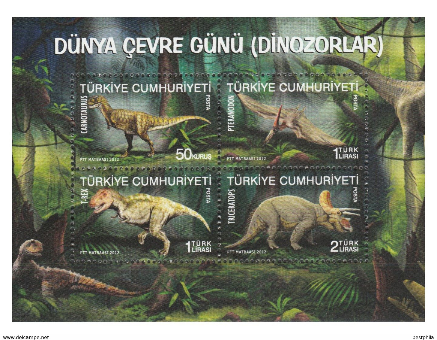 Turkey, Türkei - 2012 - World Environment Day (Dinosaurs) - 1.Mini S/Sheet ** MNH - Nuevos