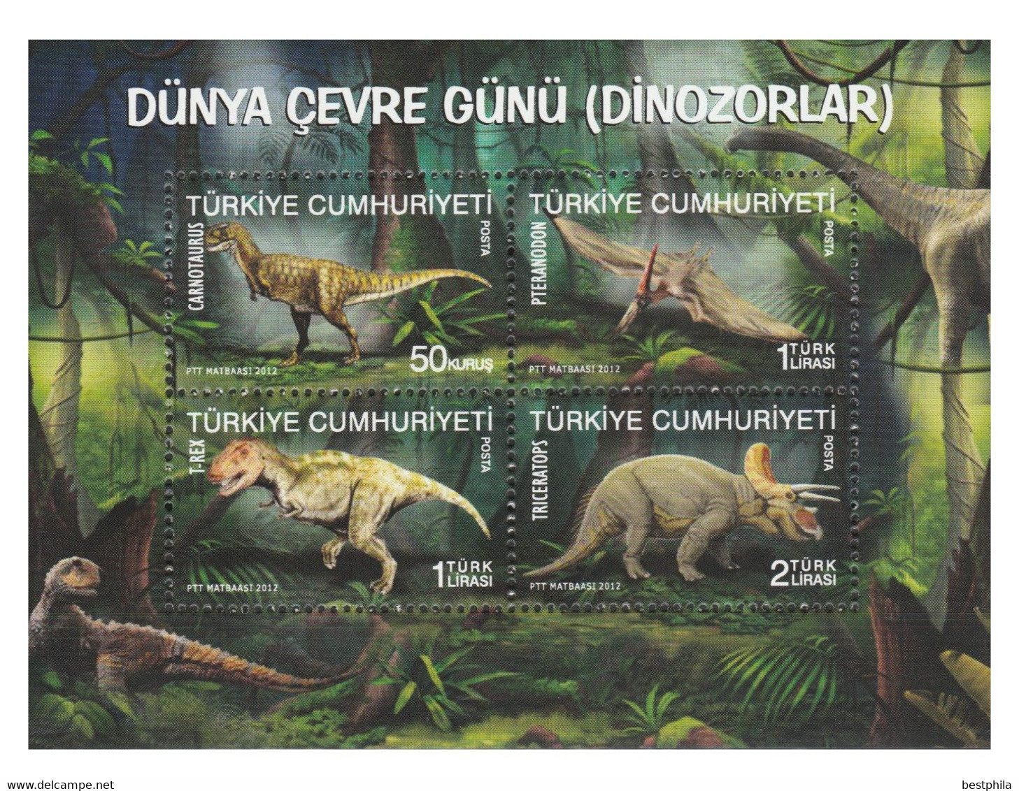 Turkey, Türkei - 2012 - World Environment Day (Dinosaurs) - 1.Mini S/Sheet ** MNH - Neufs