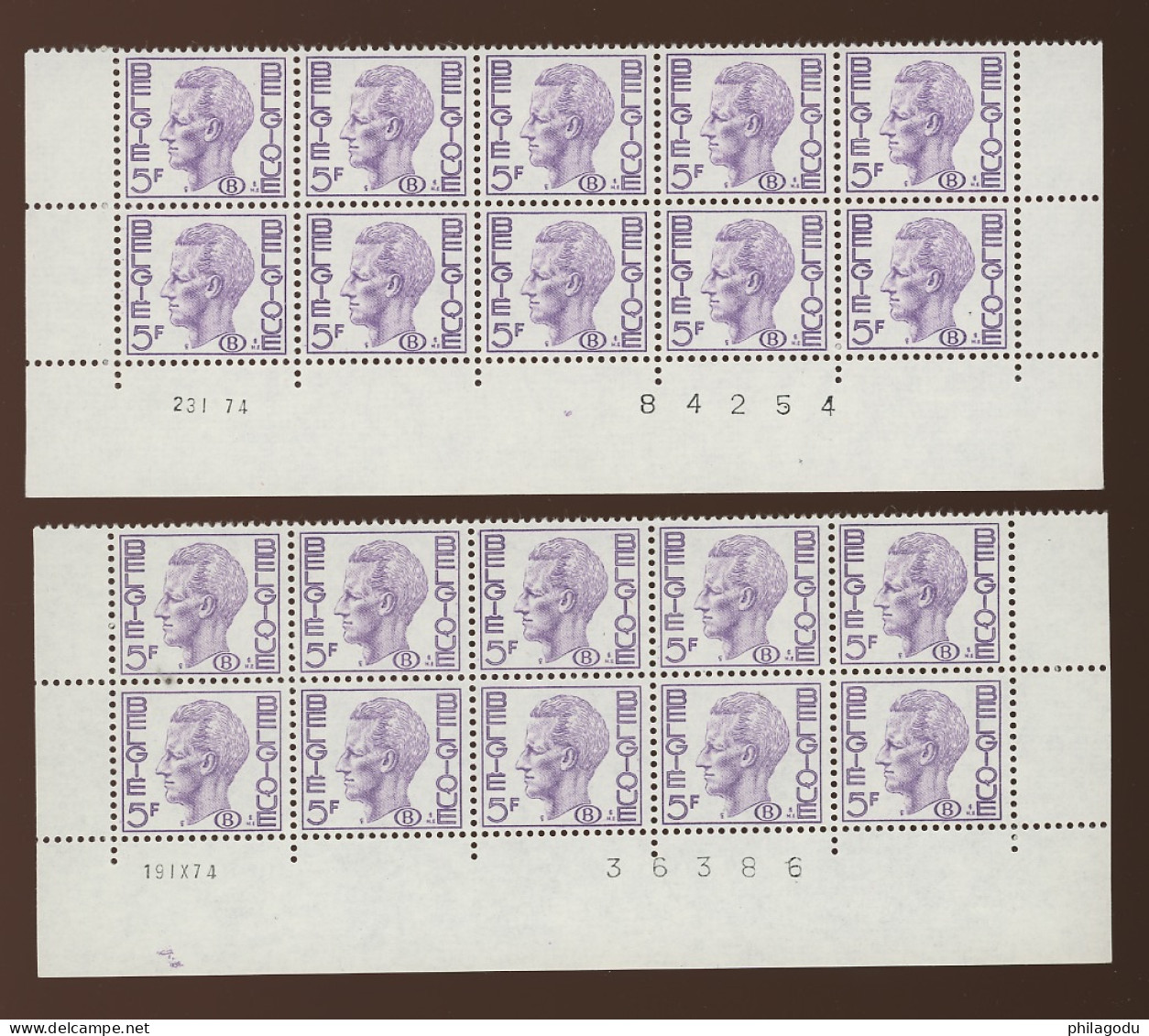 5 Fr Service Dienst. 2 Dates Différentes En Bandes De 10 Ex.  Gewoon Papier Ordinaire - 1970-1980 Elström