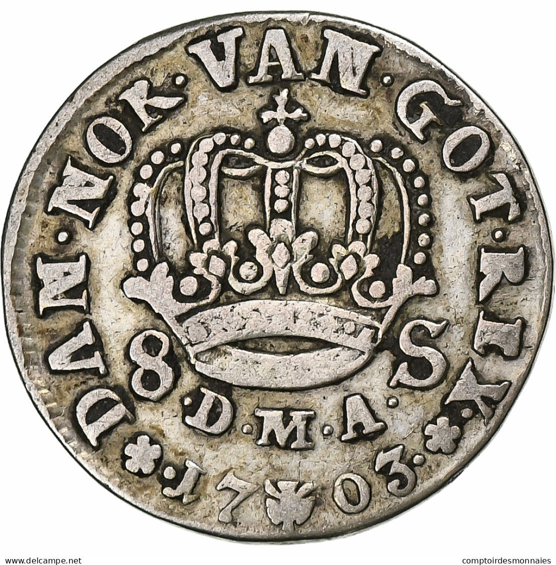 Danemark, Frederik IV, 8 Skilling, 1703, Copenhagen, Argent, TTB, KM:470 - Danimarca