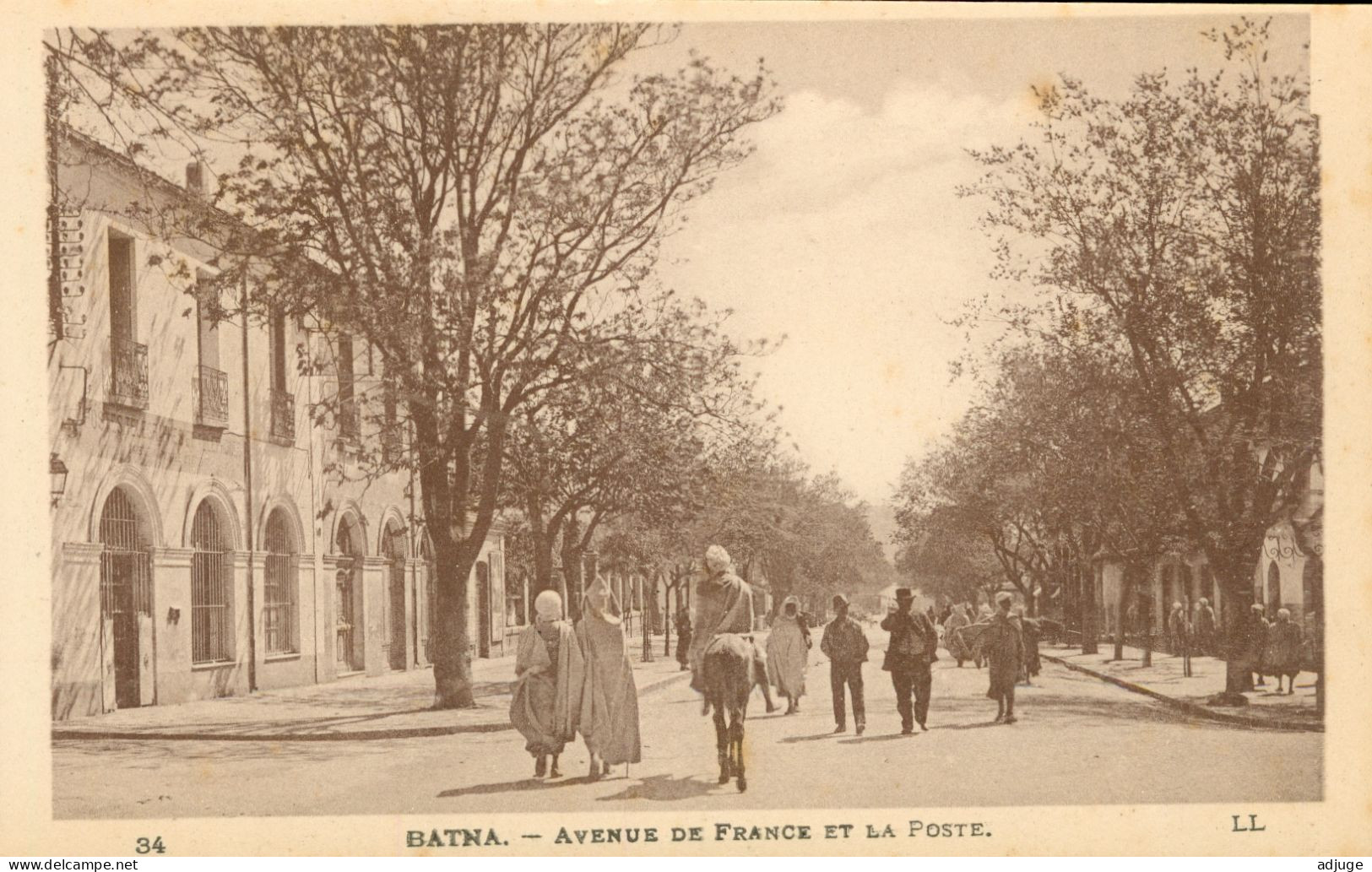 CPA - Algérie - BATNA - Avenue De France Et La Poste - Ref. LL N° 42 _ J. Bernard Papeterie Tabacs BATNA * 2 Scans - Batna