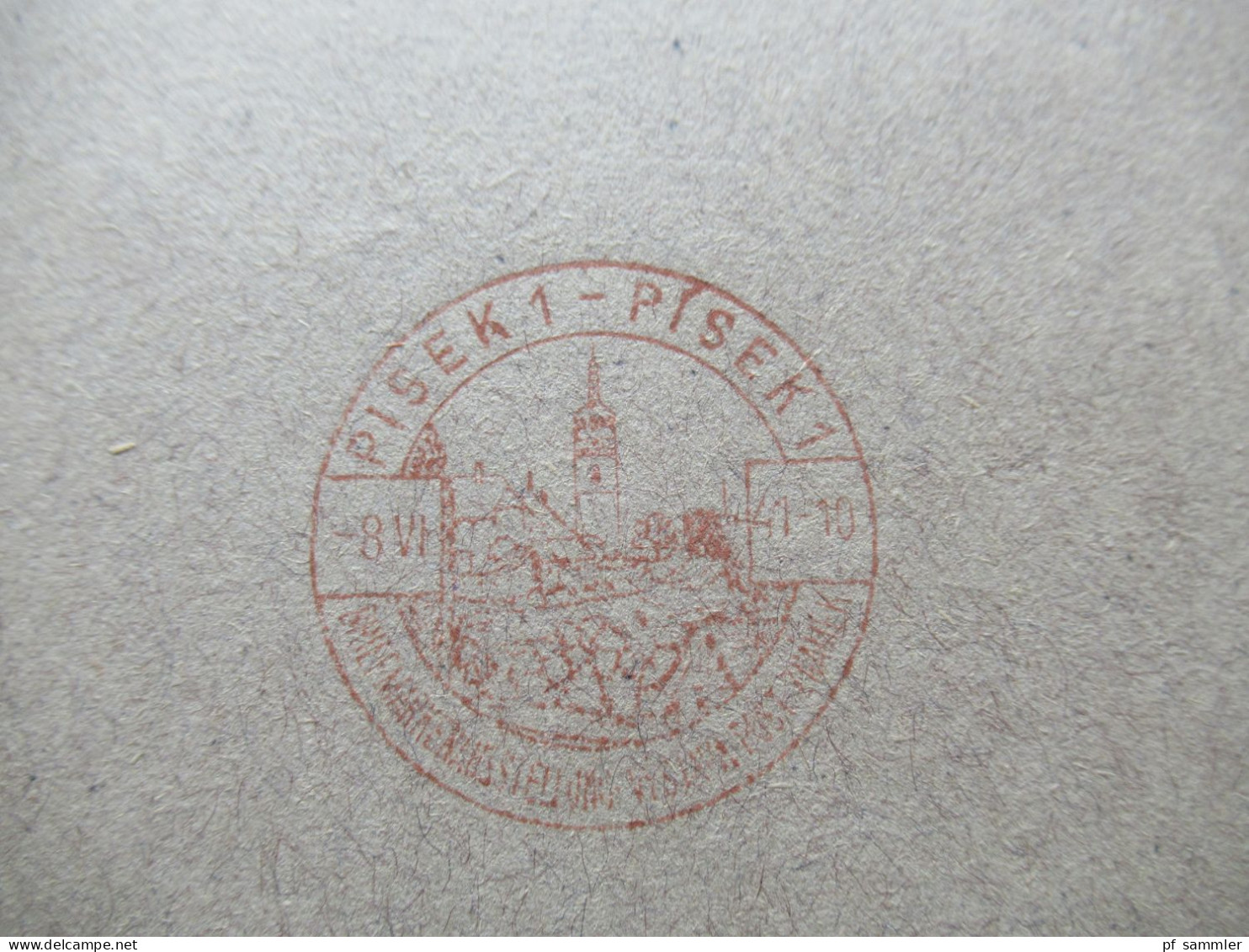 3.Reich Böhmen Und Mähren Gedenk Faltblatt Briefmarken Ausstellung Pisek 1941 Mit Rotem Sonderstempel Und Marke Innen - Lettres & Documents