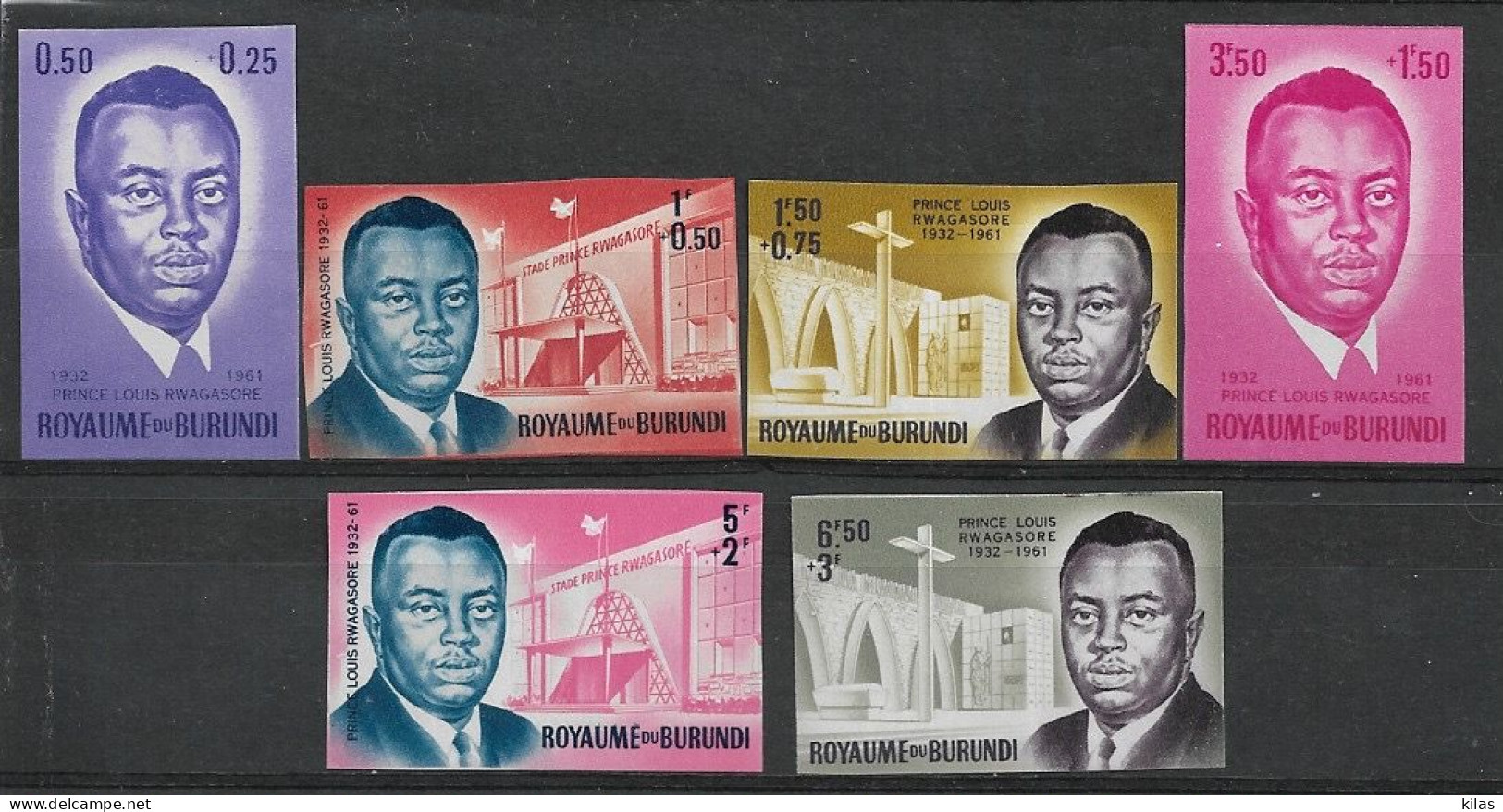 BURUNDI 1962 SURCHARGE FOR THE CONSTRUCTION OF THE “PRINCE LOUIS RWAGASORE” STADIUM Imperforated MNH - Ungebraucht