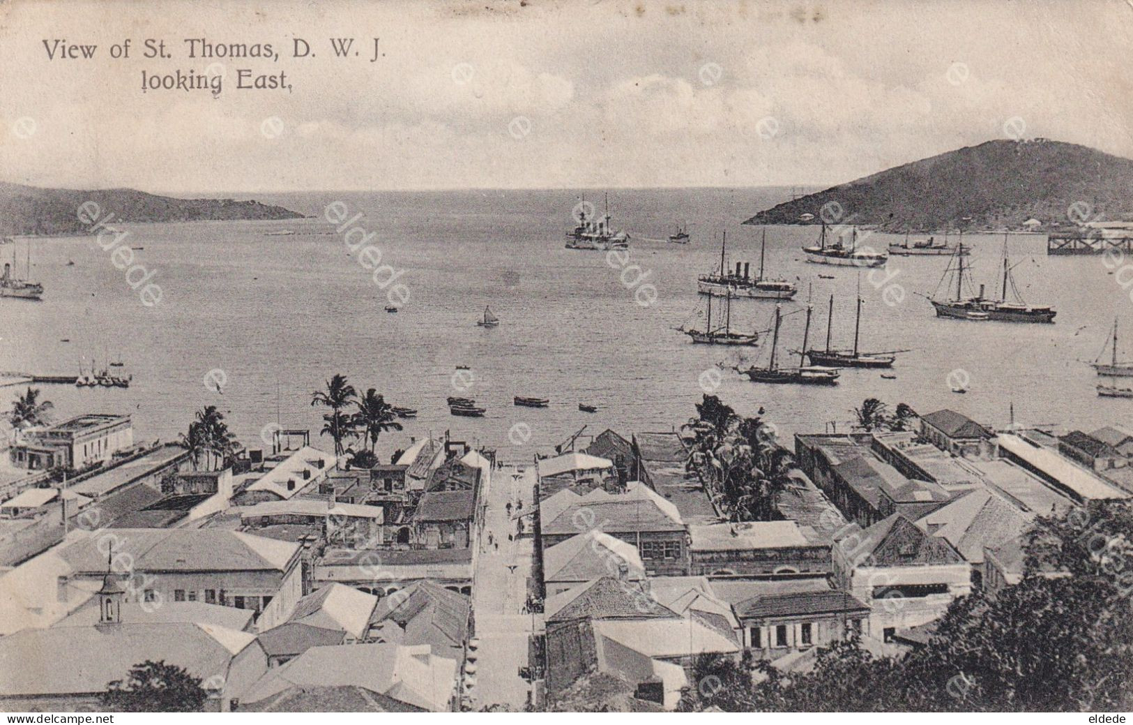 Danish West Indies D.W.I.  View Of St Thomas Looking East  Undivided Back - Islas Vírgenes Americanas