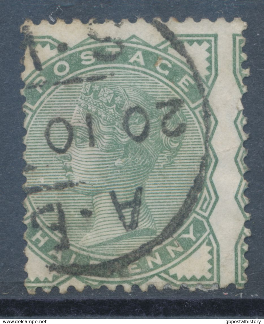 GB 1880, QV ½d Pale Green VARIETY: MISPERFORATED (small Faults) Superb Used With NPB CDS Single Circle „S.W.“ (LONDON) - Used Stamps