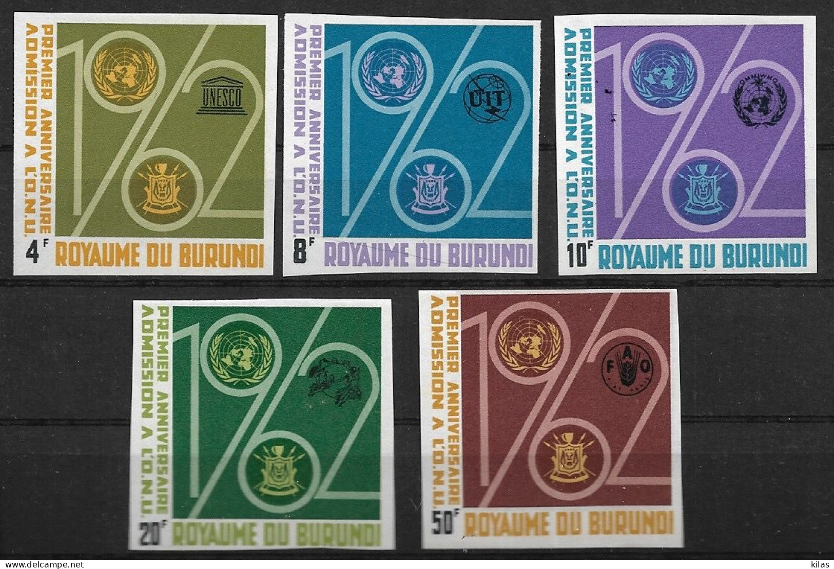 BURUNDI 1963 ANNIVERSARY OF ADMISSION TO THE UN  Imperforated MNH - Unused Stamps