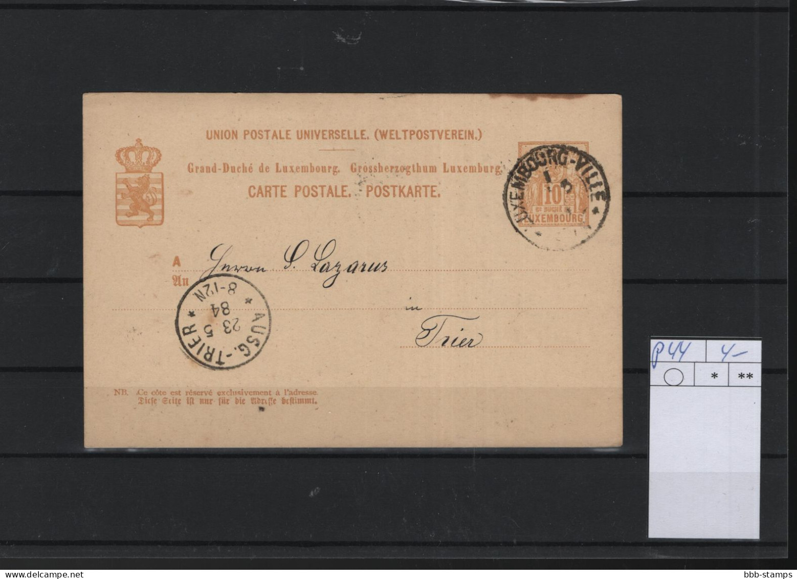 Luxemburg Michel Cat.No. Postal Stat P44 Used - Ganzsachen